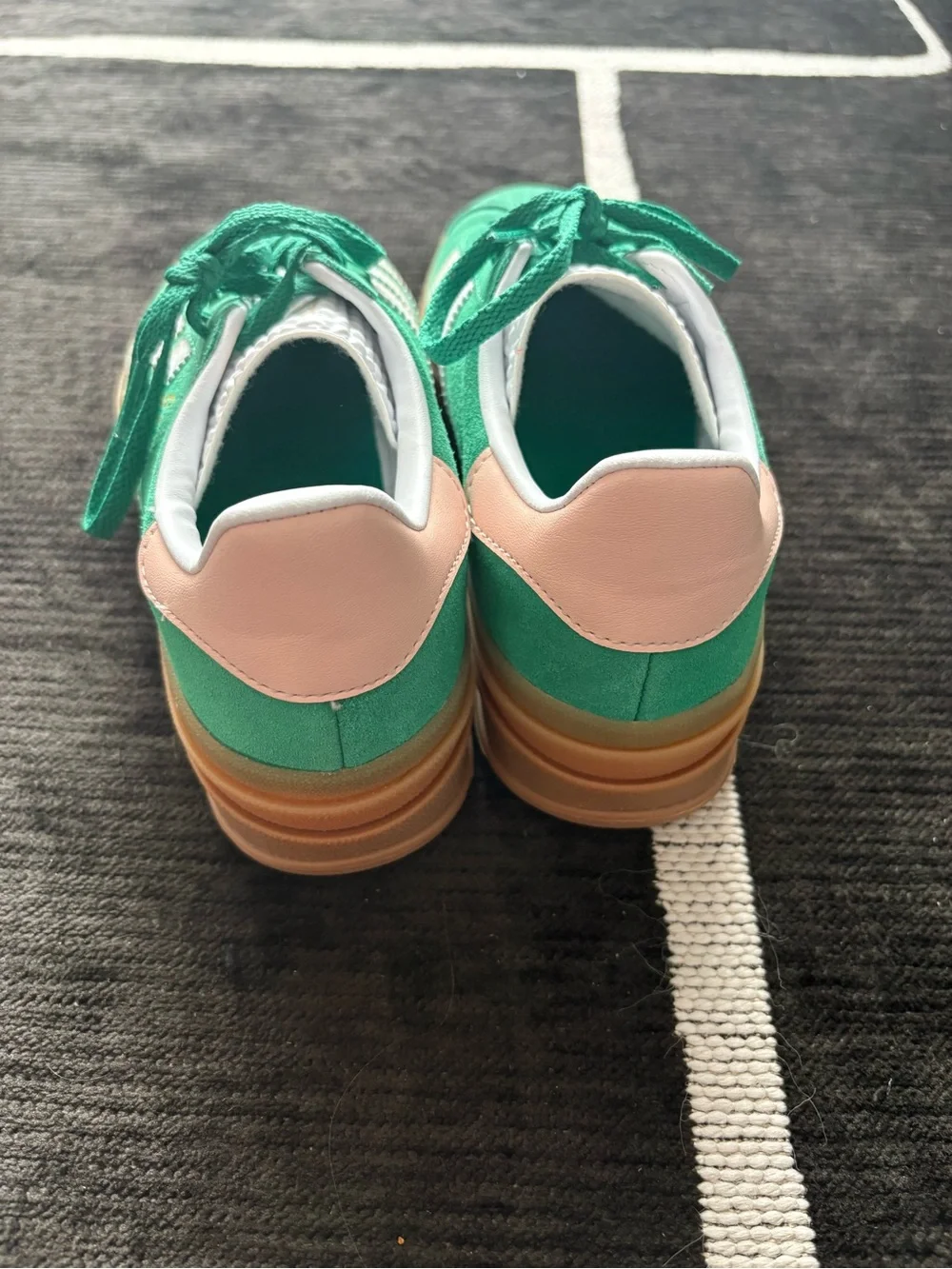 adidas Kids Samba Suede Sneakers in Teal with White and pink Stripes